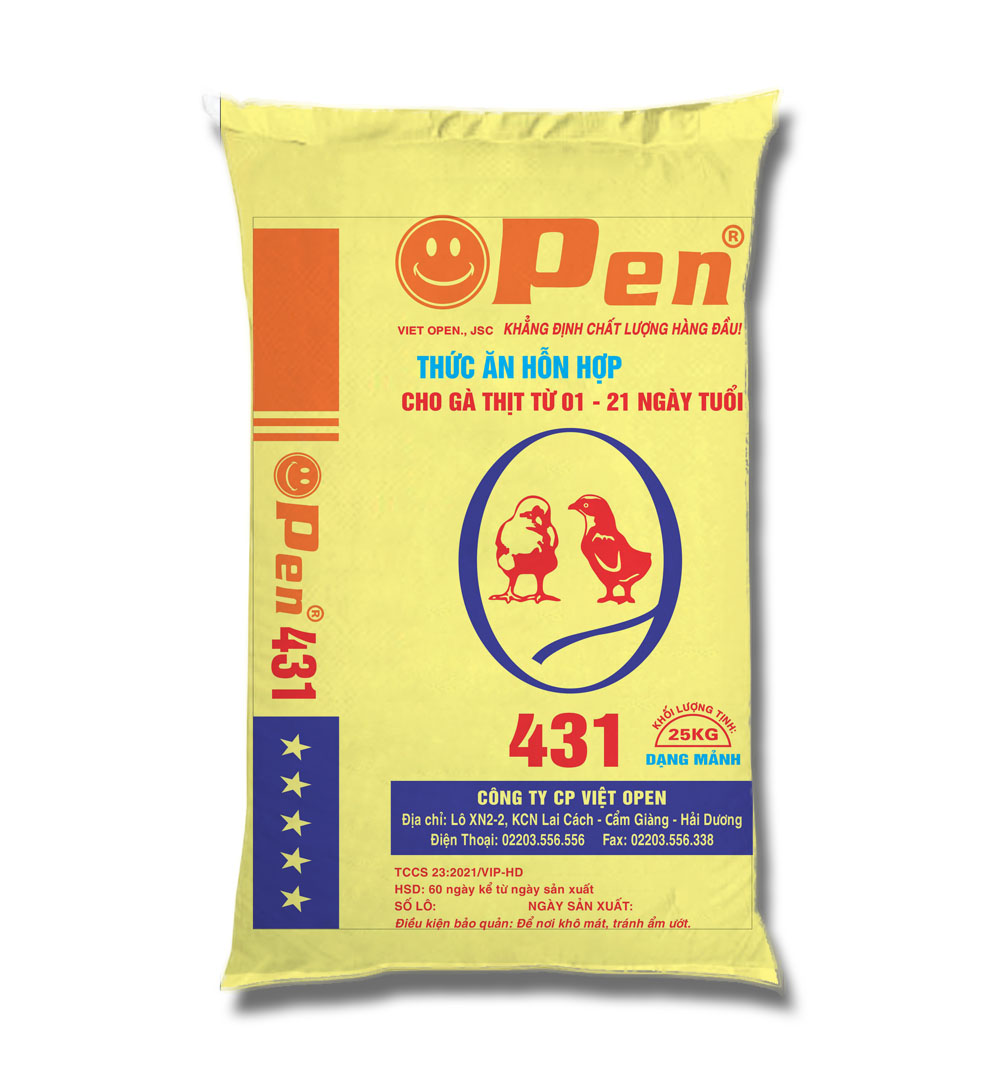 Thức ăn HHCC cho gà thịt từ 01-21 ngày tuổi – 431