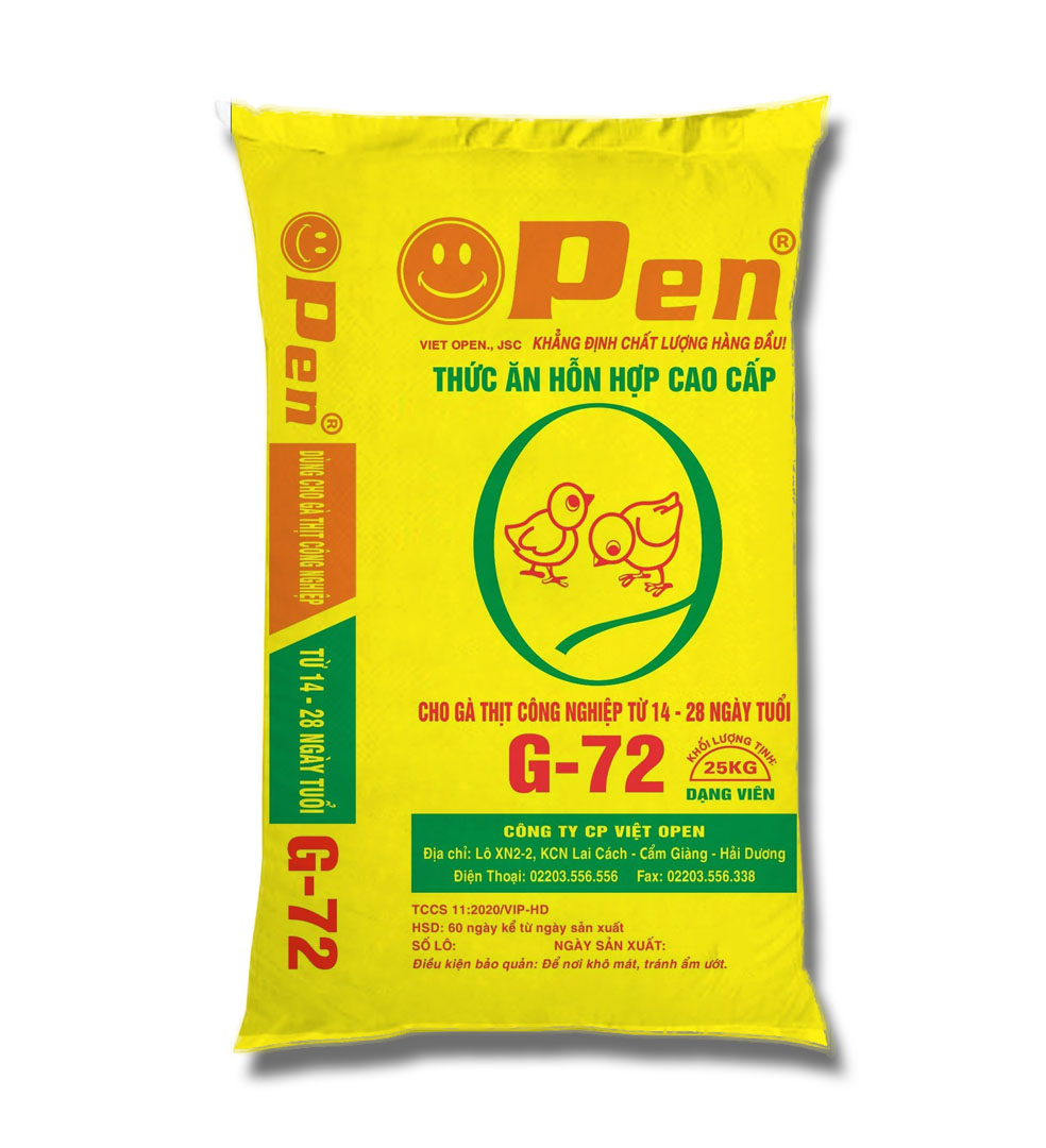 Thức ăn HH cho gà siêu thịt từ 22 ngày đến xuất – G72