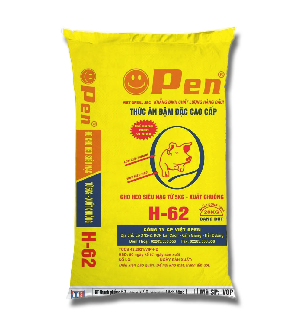 Thức ăn đậm đặc cao cấp cho heo siêu nạc từ 5kg đến xuất thịt – H62