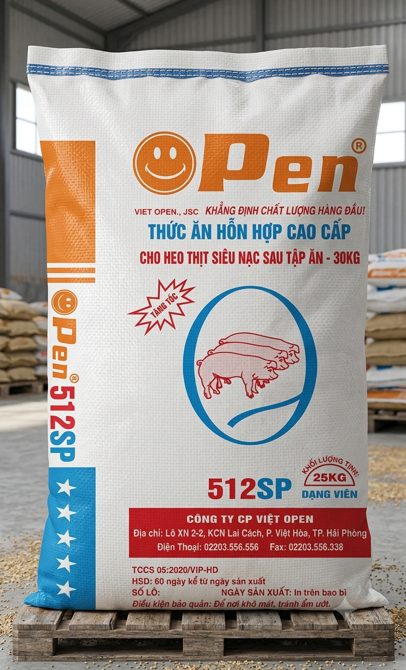 THức ăn HHCC cho heo thịt siêu nạc sau tập ăn -30kg    OPEN 512SP
