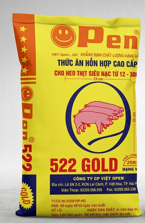 Thức ăn HHCC cho heo thịt siêu nạc từ 12-30 kg        OPEN 522GOLD