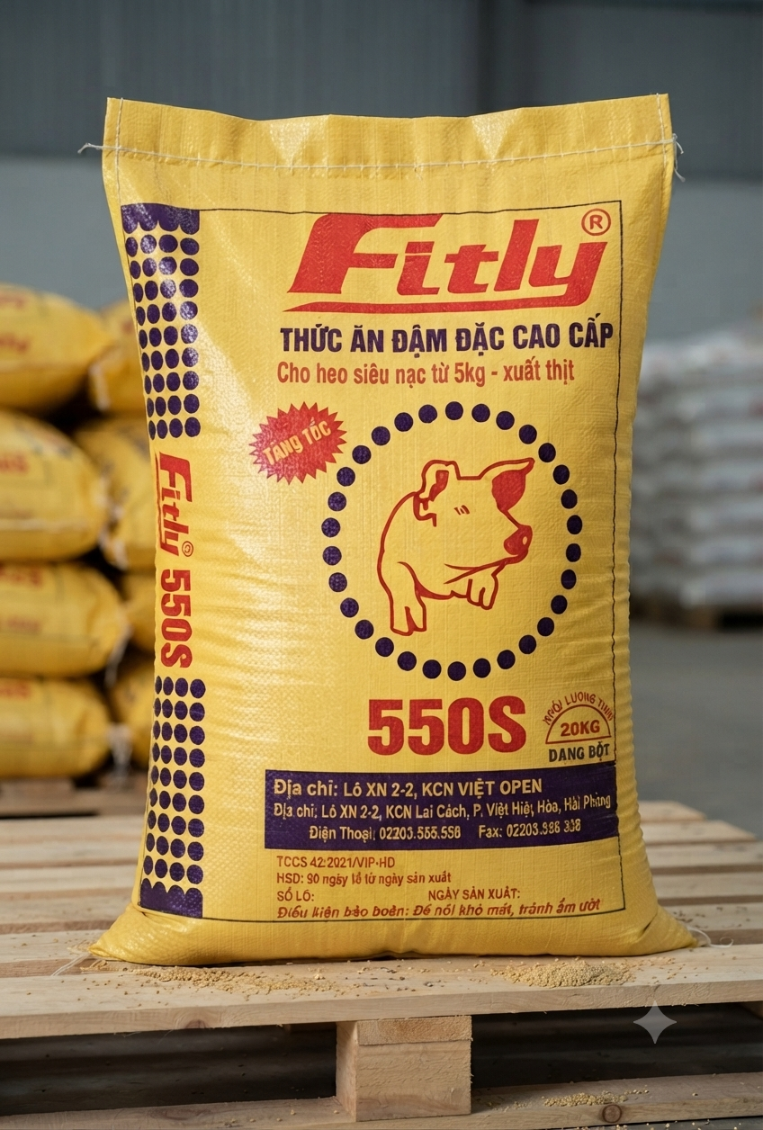 Thức ăn đậm đặc cao cấp cho heo siêu nạc từ 5kg – xuất thịt -Fitly 550S
