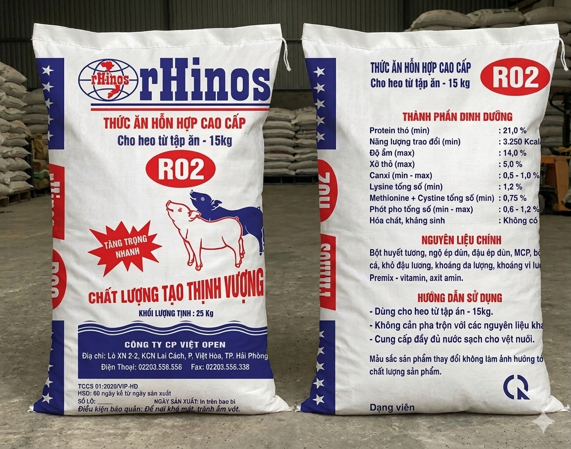 Thức ăn HH cao cấp cho heo từ tập ăn – 15KG – R02